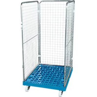 Gaascontainer 3-zijdig, 1350 bruikbare hoogte op kunststof rolcontainer, lichtblauw RAL5012