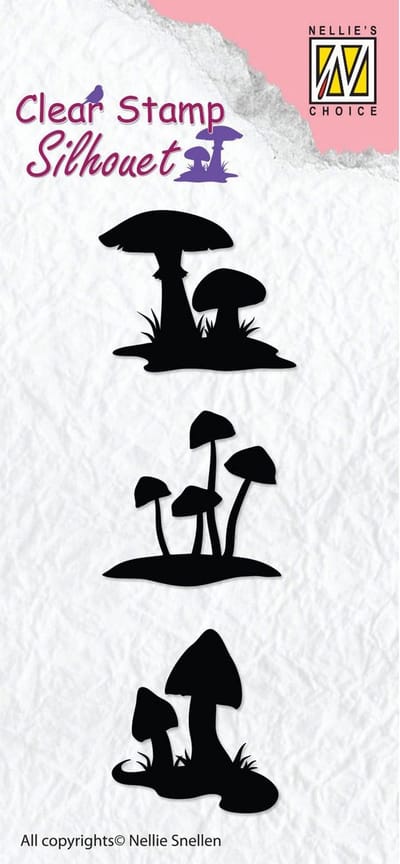 SIL034 Nellie Snellen Clearstamp Mushrooms - Stempel - Paddenstoelen - 3x paddenstoel - herfst