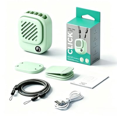 KZQ Mini draagbare nekventilator - Handsfree ventilator - Draagbare ventilator - Magnetische plaat - Clip - Drie instelbare windsnelheden - LED-display - Draagkoord - 2000mAh batterij - Inclusief snellaadkabel - Mintgroen