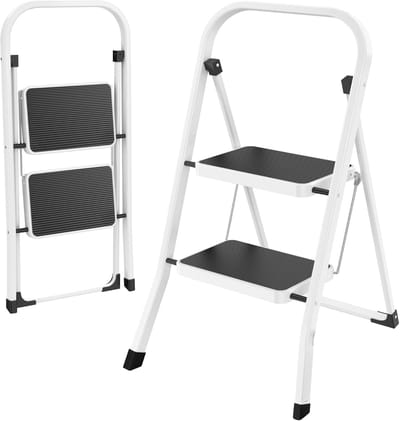 Opvouwbare Trap met 2 Treden – Antislip Treden, Draagvermogen 150 kg, Ideaal voor Keuken en Garage