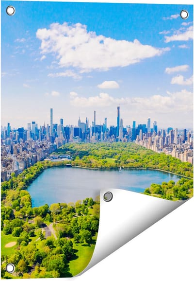 Gards Tuinposter Central Park in New York met Wolkenkrabbers - 40x50 cm - Tuindoek - Tuindecoratie - Wanddecoratie buiten - Tuinschilderij