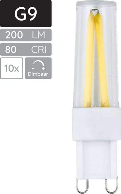 SPL G9 LED Lamp 2.5W Dimbaar - Warm Wit - 200lm - LED Filament T16 Buislamp - 10 Stuks - 2700K - 230 Volt
