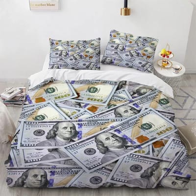 Geld Dekbedovertrek Set Gouden Munten Print Beddengoed Set Zacht Comfortabel Tweepersoons Queen King Size Dekbedovertrek voor Tieners Volwassenen 70x133cm 2pcs