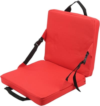 Stadium Zitkussen - Vouwbare Vloerstoel met Rugleuning - Sponskussen - Gevoerde Stoel voor Stadion - Strand - Camping - Picknick - Vissen (Rood)
