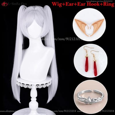 95cm Frierenn Cosplay Pruik Zilver Wit Pruiken Hittebestendig Synthetisch Haar Voor Vrouwen Kostuums Anime Cosplay Pruik Halloween One Size white