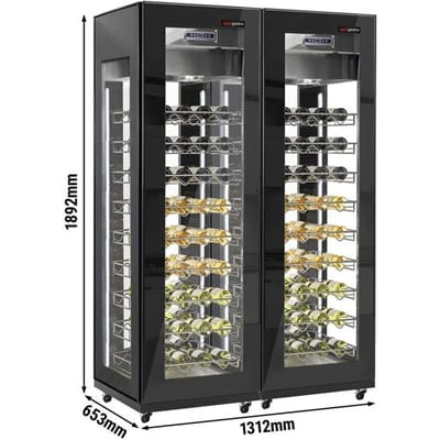 GGM Gastro (2 Stück) Panorama-Weinkühlschrank - 2 Klimazonen - 800 Liter - max. 162 Flaschen Zwart
