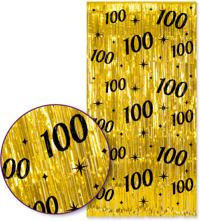 Q2P – 100 Jaar Foliegordijn – Goud & Zwart – 100×200 cm – Zelfklevend – 100e Verjaardag Versiering – Backdrop Fotomuur