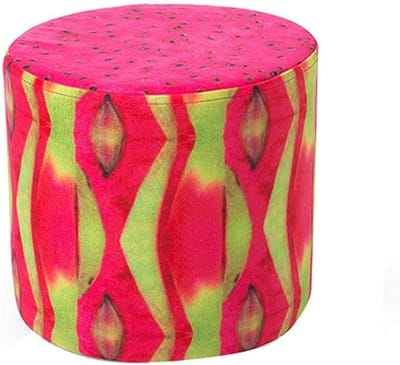 Ottomaanse poef - Voetenbank rond - Ontspanning thuis - Afneembare hoes - Massief houten frame - Stoffen bekleding