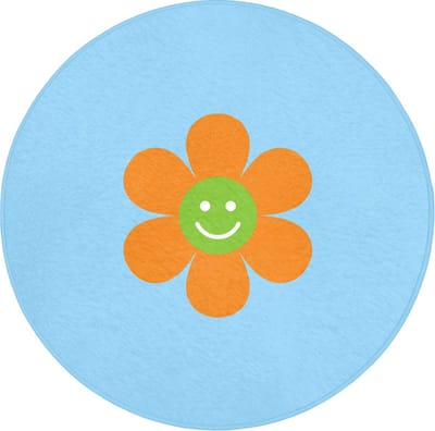 Badmat rond 70x70 cm - Antislip - Bloem - Smiley - Kleurrijk - Badmatten voor badkamer - Badkamermat - Douchemat - Ronde badkamer mat