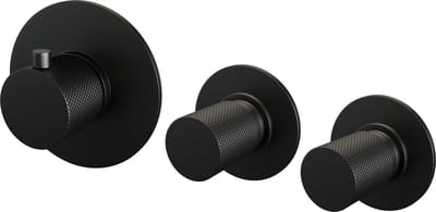 Brauer Black Carving inbouwthermostaat en 2 stopkranen met in- en afbouwdelen mat zwart