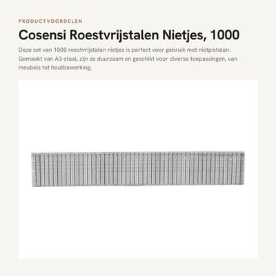 Dailygoods - Roestvrijstalen Nietjes, 1000 Stuks, T-type, 1/2 Inch