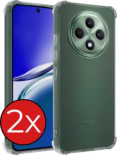 Hoesje - 2 Stuks - Geschikt voor Oppo Reno 12 F - Sterk & Shockproof - Back Cover - Siliconen Case - Telefoon Hoes Shock Proof - Telefoonhoes - Transparant