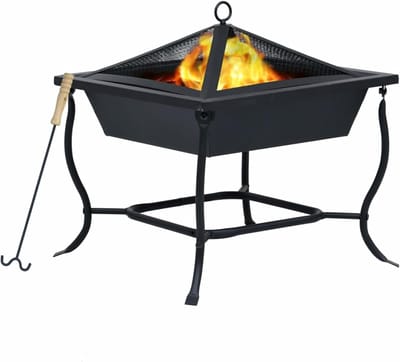 Vuurkorf - Buitenhaard - Tuin verwarmen - Gepoedercoat staal - 42 cm - Zwart
