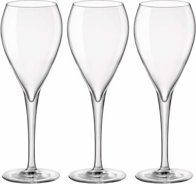 12x Stuks champagneglazen van glas 150 ml - Glazen op voet voor Champagne/bubbels of Cava