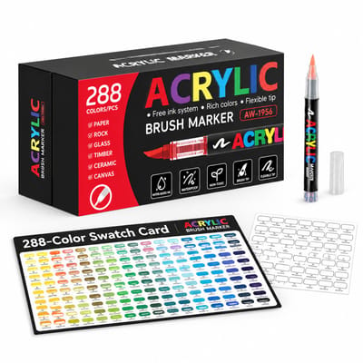 Acrylmarkers - 288 kleuren - Directe inkttoevoer en zachte punt - Tekenen en DIY - Geschenkdoos