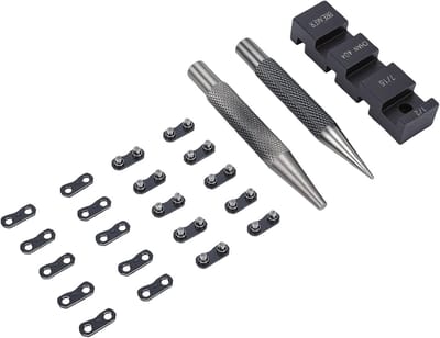 Zaagketting Reparatie - Kettingbreker Tool - Onderhoud Buitenshuis - Complete Gereedschapsset - 10 Verbindingsbanden - Zwart