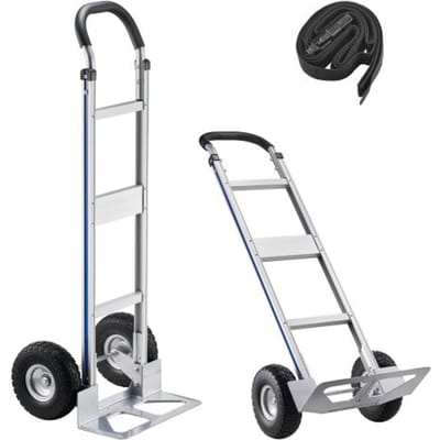 VEVOR Steekwagen, 227 kg laadvermogen, zware transportwagen met handvat, steekwagen van aluminiumlegering met spanband, stapelwagen voor verhuizing naar huis, kantoor of magazijn, 480x500x1340 mm