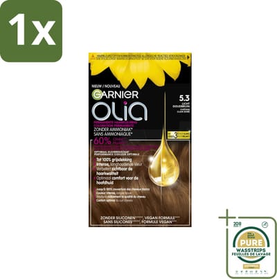 1 x Garnier - Olia 5.3 - Haarkleuring - Licht Goudbruin - Zonder Ammoniak - 60% Olie - Permanente Kleur- Haarkleuring - Permanent - Zonder Ammoniak - 60% Olie - Grijsdekking