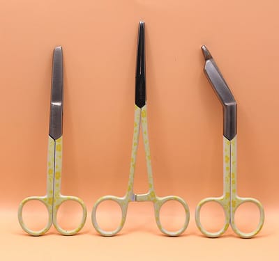 Verpleegkundige Scharenset 3-Delig – Verbandschaar, Schaar en Kocher – Medische Set – Lemon Fresh