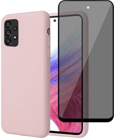 Hoesje geschikt voor Samsung A53 5G + Privé Screenprotector – Privacy Tempered Glass - Back Case Cover Roze