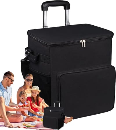 Koeltas met wielen - Zachte koelbox - Outdoor avonturen - Lekvrije isolatie - 35 liter capaciteit - Zwart