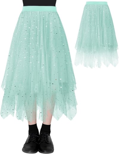 Tule rok voor dames, asymmetrische geplooide buikdanstutu, elegant voor bruiloften, feesten en buikdans evenementen