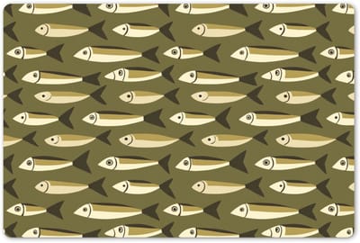 Placemats 45x30 cm - Placemat kunststof - 1 stuk - Vis - Patroon - Groen - Borden onderleggers - Decoratie voor op tafel - Keuken tafeldecoratie accessoires - Vinyl onderlegger - Tafelversiering