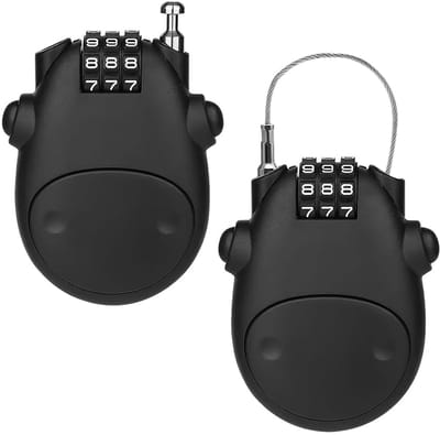 Ibenzoa® Set van Twee Intrekbare Kabelsloten met Cijferslot voor Fietsen en Bagage