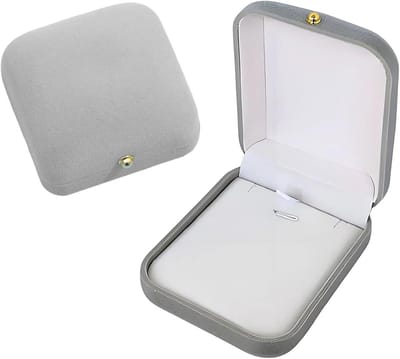 Sieradendoosjes Set - Ringendoosjes Velvet - Cadeau Presentatie - Dubbele Bescherming - 6.5x6.5x4.1 cm - Lichtgrijs