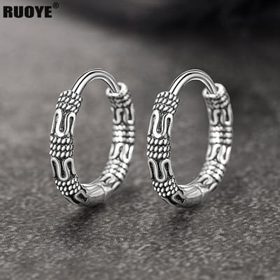 Vintage 925 Sterling Zilveren Oorringen Patroon Oorbel Voor Vrouwen Zilveren Sieraden Korea gray