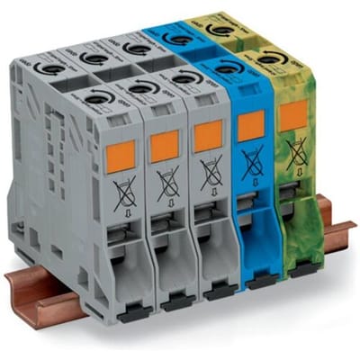 WAGO 285-159 3-faseklem 20 mm Spanveer Grijs, Blauw, Groen, Geel 1 stuk(s)