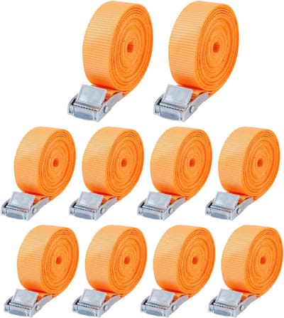 Spanbanden 10 stuks 25 mm x 4 m met klemsluiting voor fietsen, motoren en bagage