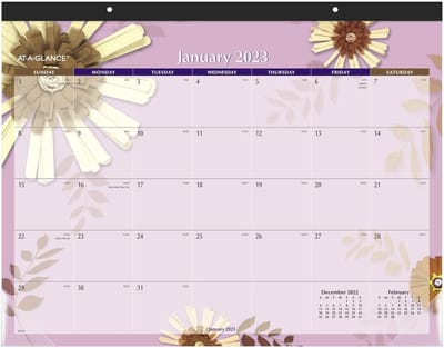 Bureaukalender Maandpad - Bureauplanner Jaar - Planning Werk - Bloemen Design - 21-3/4 x 17