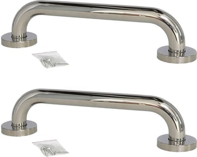 Gerimport Douche handgreep - 2x stuks - RVS - wandbeugel - douchebeugel - zilverkleurig - 30 cm