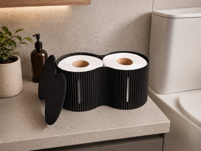 Toiletrolhouder voor 2 Rollen – Japandi Toiletpapier Houder – Minimalistische Badkamer Organizer – Toiletpapier Opberger met Indicatorgleuven – Modern Toilet Accessoire