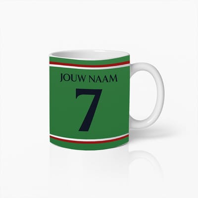 Gepersonaliseerde Groene Sportmok met Eigen Naam en Nummer – Uniek Cadeau voor Fans en Atleten