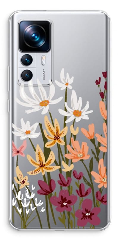 Case Company® - Hoesje geschikt voor Xiaomi 12T hoesje - Painted wildflowers - Soft Cover Telefoonhoesje - Bescherming aan alle Kanten en Schermrand