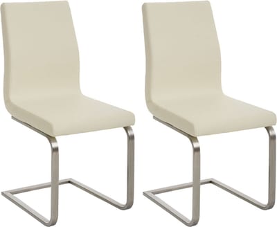 CLP Belfort Set van 2 eetkamerstoelen - Kunstleer - creme
