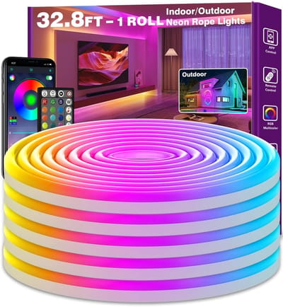 Led neon-lichtslang, bediening via app/afstandsbediening, flexibele led-lichtslang, meerdere modi, IP68 RGB neonverlichting voor buiten, waterdicht, muziek (10,9 m)