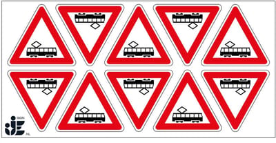 Tramkruising sticker - J14 | 5 cm - 10 stuks per vel