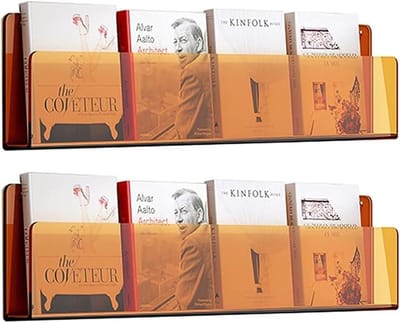 Acryl Tijdschriftenrek - Wand Organizer - Literatuur Opslag - Ruimtebesparend Ontwerp - 80cm Set van 2 - Transparant