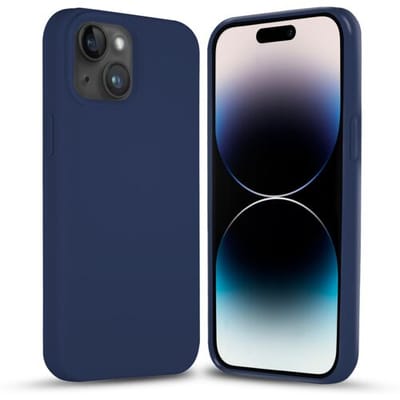 Coverzs Solid silicone case geschikt voor Apple iPhone 14 Plus (marine blauw) - iPhone 14 Plus hoesje blauw - iPhone 14 Plus case geschikt voor Apple - Luxe siliconen hoesje met 3-laags bescherming