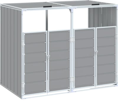 Kliko ombouw - UV-bestendig - Container - Berging - 2 Afvalbakken - Roestvrij staal- Weerbestendig - Grijs
