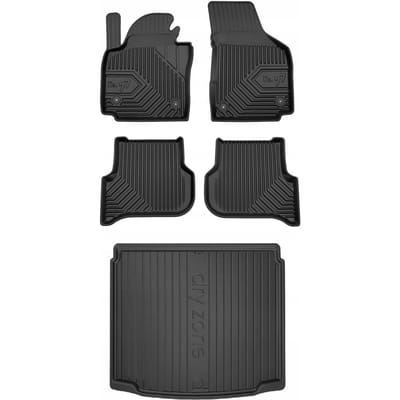Frogum 77 & DryZone - Automattenset en Kofferbakmat - Geschikt voor Volkswagen Golf Plus Trendline / United (2005-2014) - Laser-fit Pasvorm - TPE Rubber - Geurloos