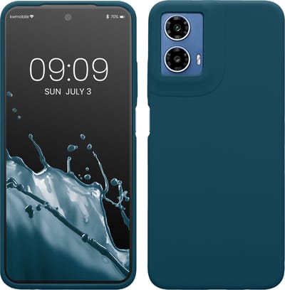 kwmobile telefoonhoesje geschikt voor Motorola Moto G34 5G - Hoesje met siliconen coating - Smartphone case in petrol