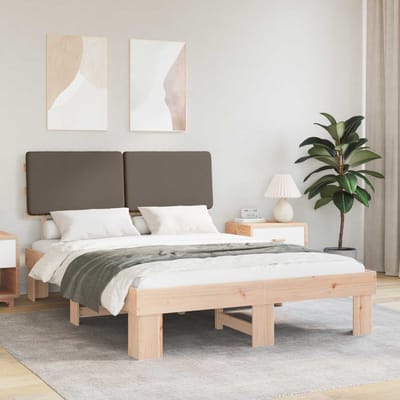 vidaXL - Bedframe - met - Gevoerde - Hoofdbord - Taupe - 160 - x - 200 - cm
