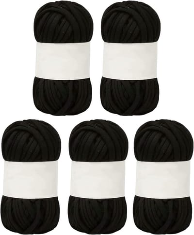 Zachte en huidvriendelijke katoen garen in felle kleuren voor haken en breien - 5 stuks, 1.2 inch breed, ideaal voor vloerkleden en DIY-projecten
