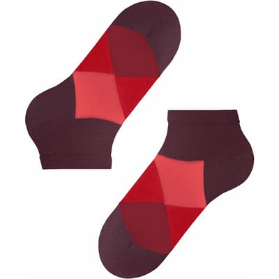 Burlington Clyde platte naad met argyle katoen sneakersokken enkelsokken heren rood - maat 40-46