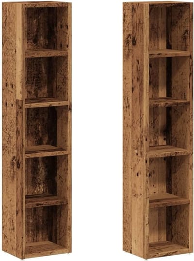 Set van 2 Houten CD Kasten met 5 Vakken per Stuk