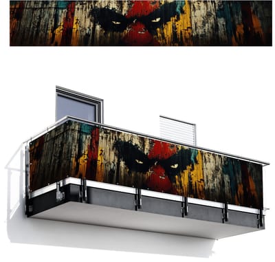 Balkonscherm 500x85 cm - Balkonposter Graffiti - Ogen - Abstract - Balkon scherm decoratie - Balkonschermen - Balkondoek zonnescherm